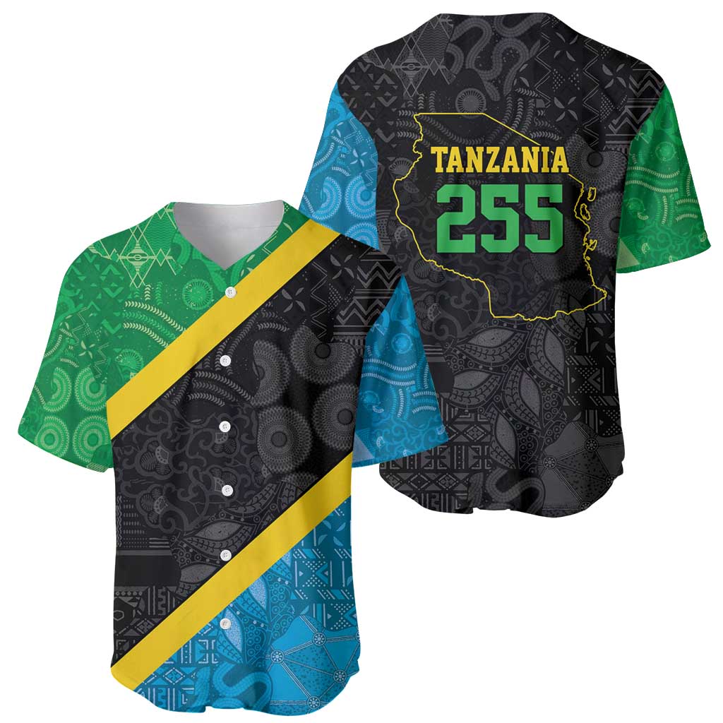 Tanzania 255 Baseball Jersey African Mix Pattern Flag Motif - Wonder Print Shop