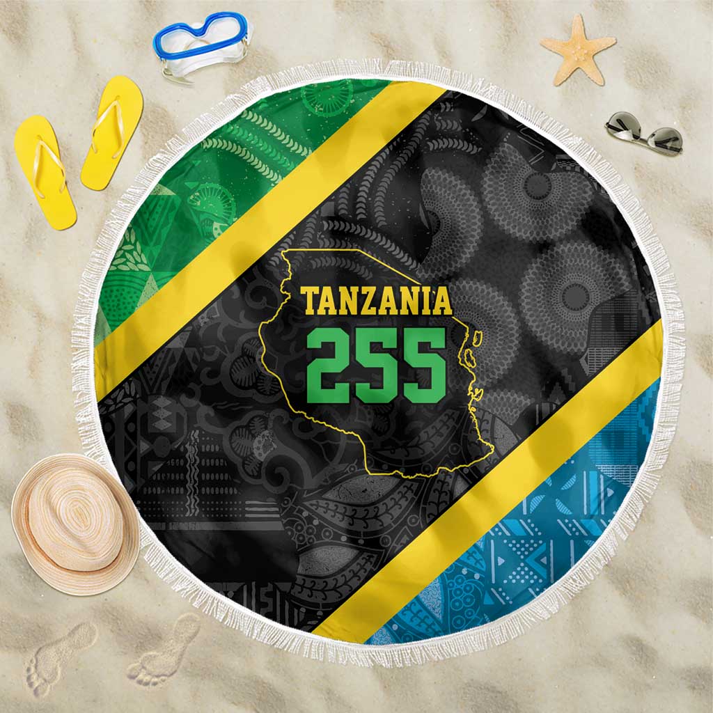Tanzania 255 Beach Blanket African Mix Pattern Flag Motif - Wonder Print Shop
