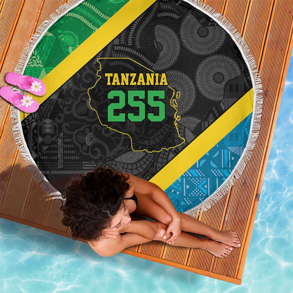 Tanzania 255 Beach Blanket African Mix Pattern Flag Motif - Wonder Print Shop