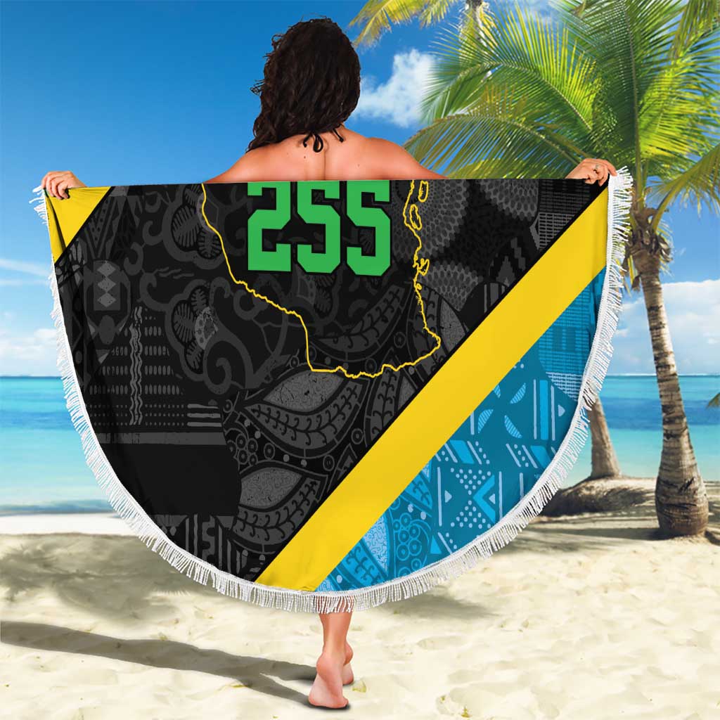 Tanzania 255 Beach Blanket African Mix Pattern Flag Motif - Wonder Print Shop