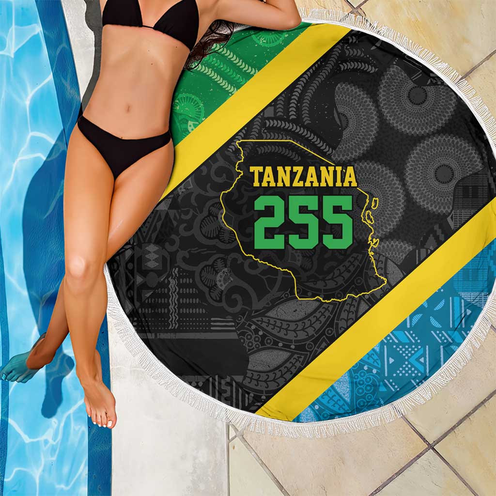 Tanzania 255 Beach Blanket African Mix Pattern Flag Motif - Wonder Print Shop