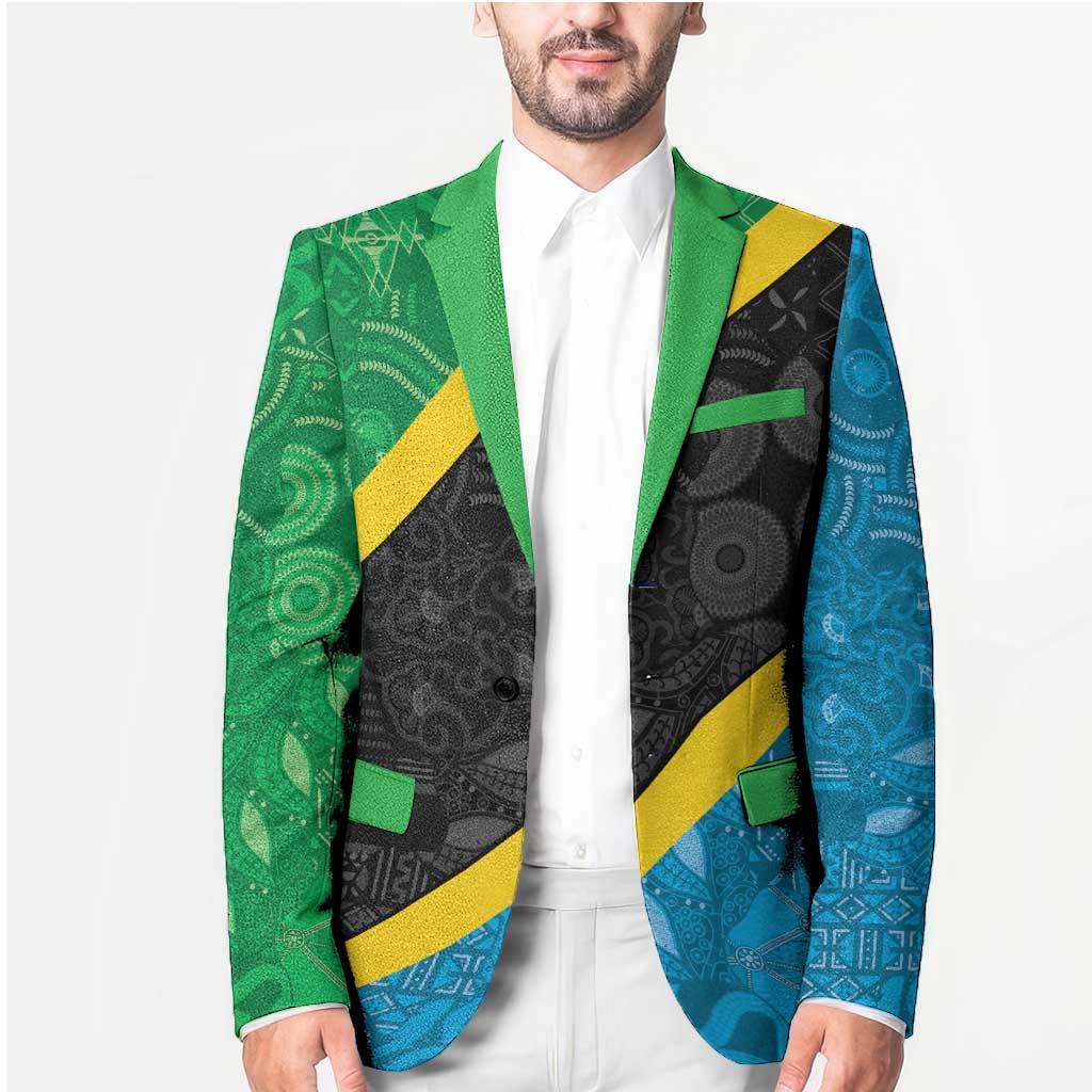 Tanzania 255 Blazer African Mix Pattern Flag Motif - Wonder Print Shop