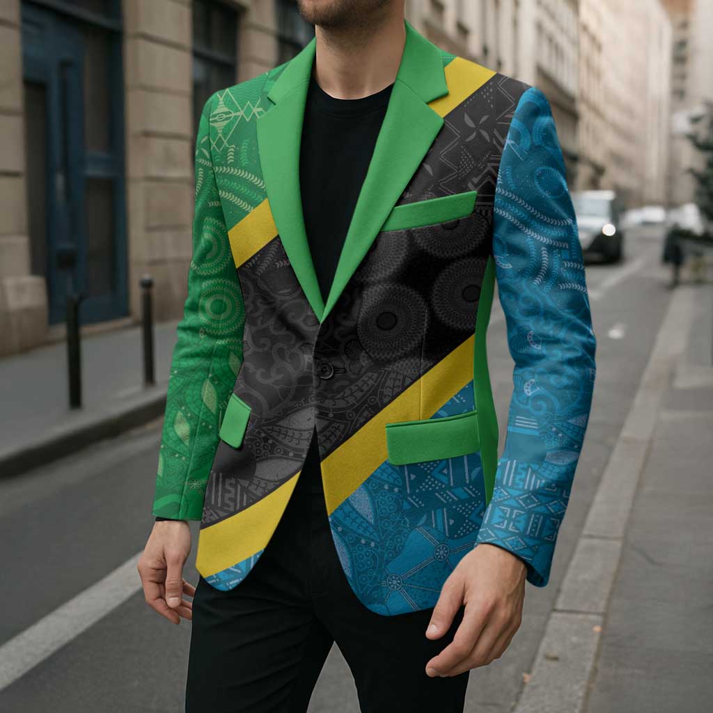 Tanzania 255 Blazer African Mix Pattern Flag Motif - Wonder Print Shop