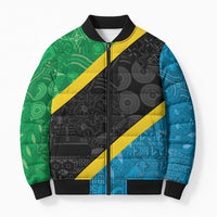 Tanzania 255 Bomber Puffer Jacket African Mix Pattern Flag Motif - Wonder Print Shop