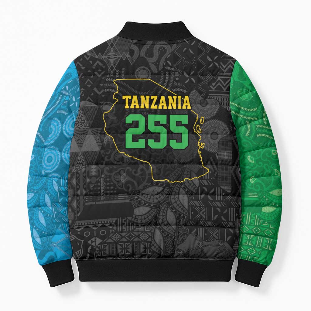 Tanzania 255 Bomber Puffer Jacket African Mix Pattern Flag Motif - Wonder Print Shop