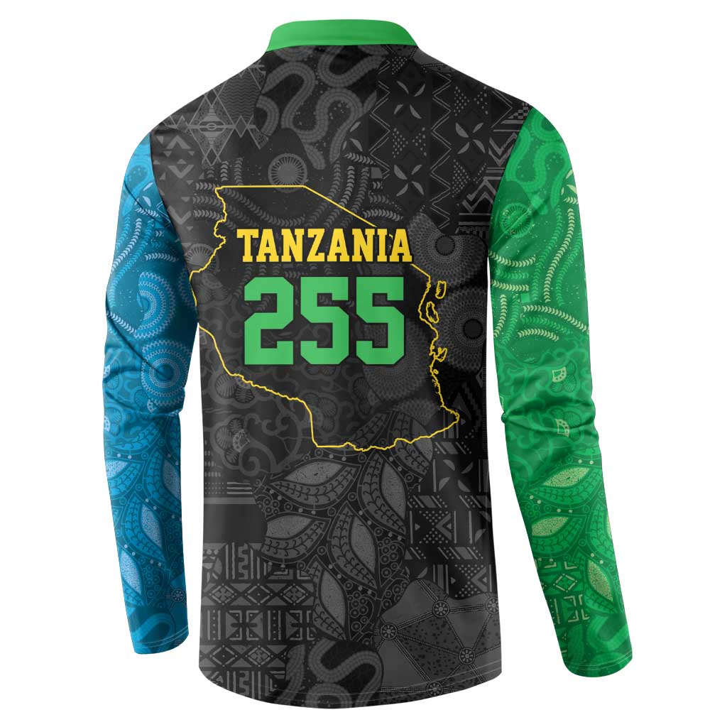 Tanzania 255 Button Sweatshirt African Mix Pattern Flag Motif - Wonder Print Shop