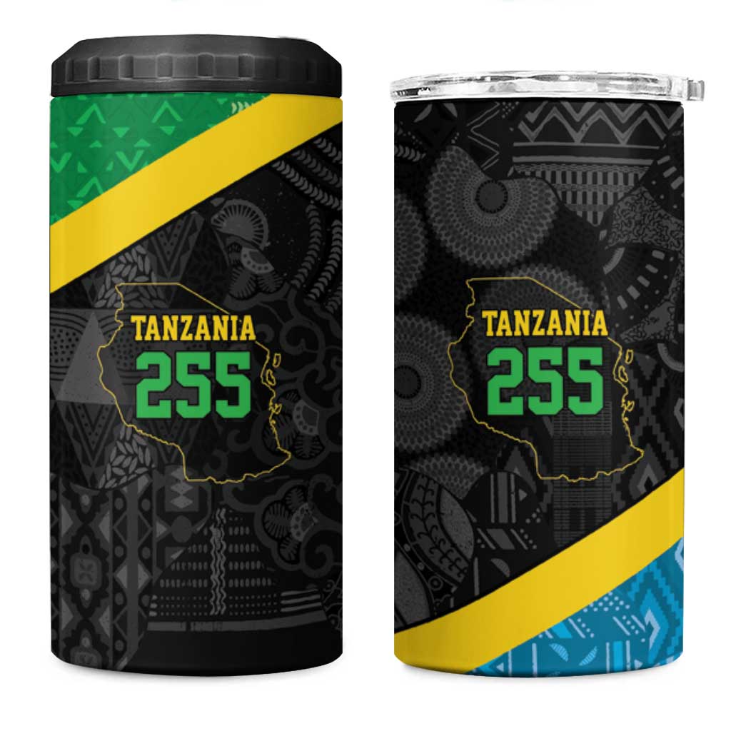 Tanzania 255 4 in 1 Can Cooler Tumbler African Mix Pattern Flag Motif - Wonder Print Shop