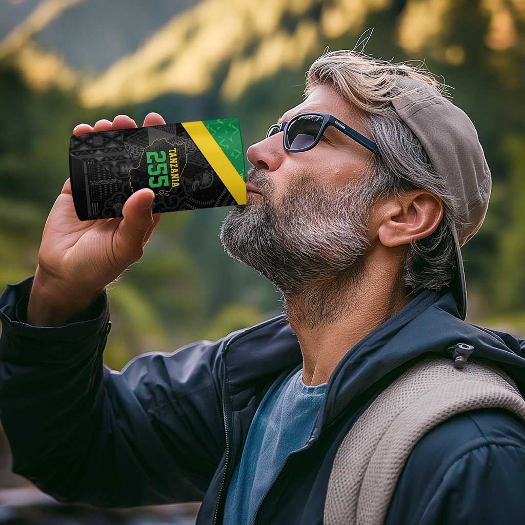 Tanzania 255 4 in 1 Can Cooler Tumbler African Mix Pattern Flag Motif - Wonder Print Shop