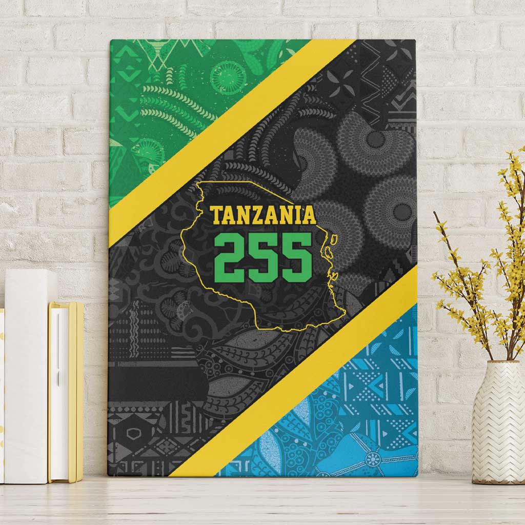 Tanzania 255 Canvas Wall Art African Mix Pattern Flag Motif - Wonder Print Shop