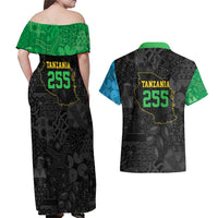 Tanzania 255 Couples Matching Off Shoulder Maxi Dress and Hawaiian Shirt African Mix Pattern Flag Motif - Wonder Print Shop
