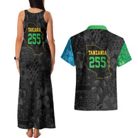 Tanzania 255 Couples Matching Tank Maxi Dress and Hawaiian Shirt African Mix Pattern Flag Motif - Wonder Print Shop