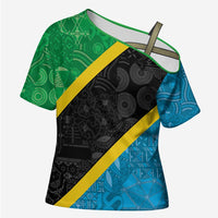 Tanzania 255 Cross Shoulder Shirt African Mix Pattern Flag Motif - Wonder Print Shop
