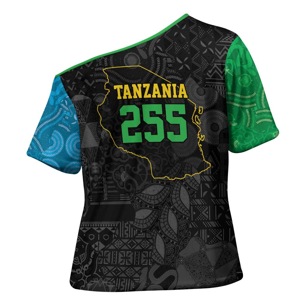 Tanzania 255 Cross Shoulder Shirt African Mix Pattern Flag Motif - Wonder Print Shop