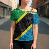 Tanzania 255 Cross Shoulder Shirt African Mix Pattern Flag Motif - Wonder Print Shop
