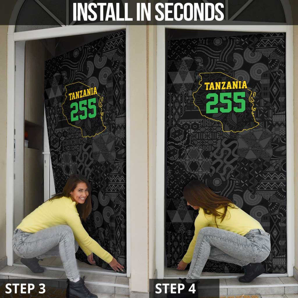 Tanzania 255 Door Cover African Mix Pattern Flag Motif - Wonder Print Shop