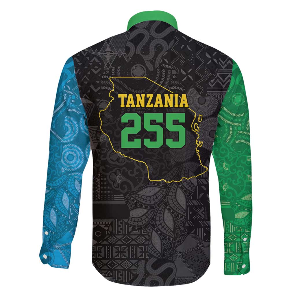 Tanzania 255 Family Matching Long Sleeve Bodycon Dress and Hawaiian Shirt African Mix Pattern Flag Motif - Wonder Print Shop