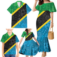 Tanzania 255 Family Matching Mermaid Dress and Hawaiian Shirt African Mix Pattern Flag Motif - Wonder Print Shop