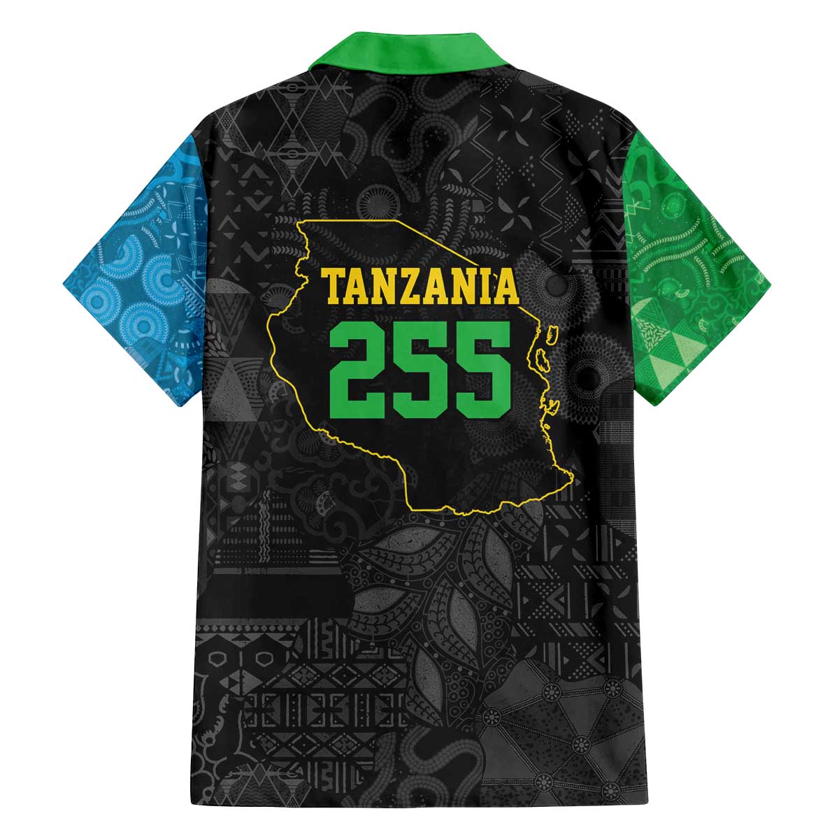 Tanzania 255 Family Matching Off The Shoulder Long Sleeve Dress and Hawaiian Shirt African Mix Pattern Flag Motif - Wonder Print Shop