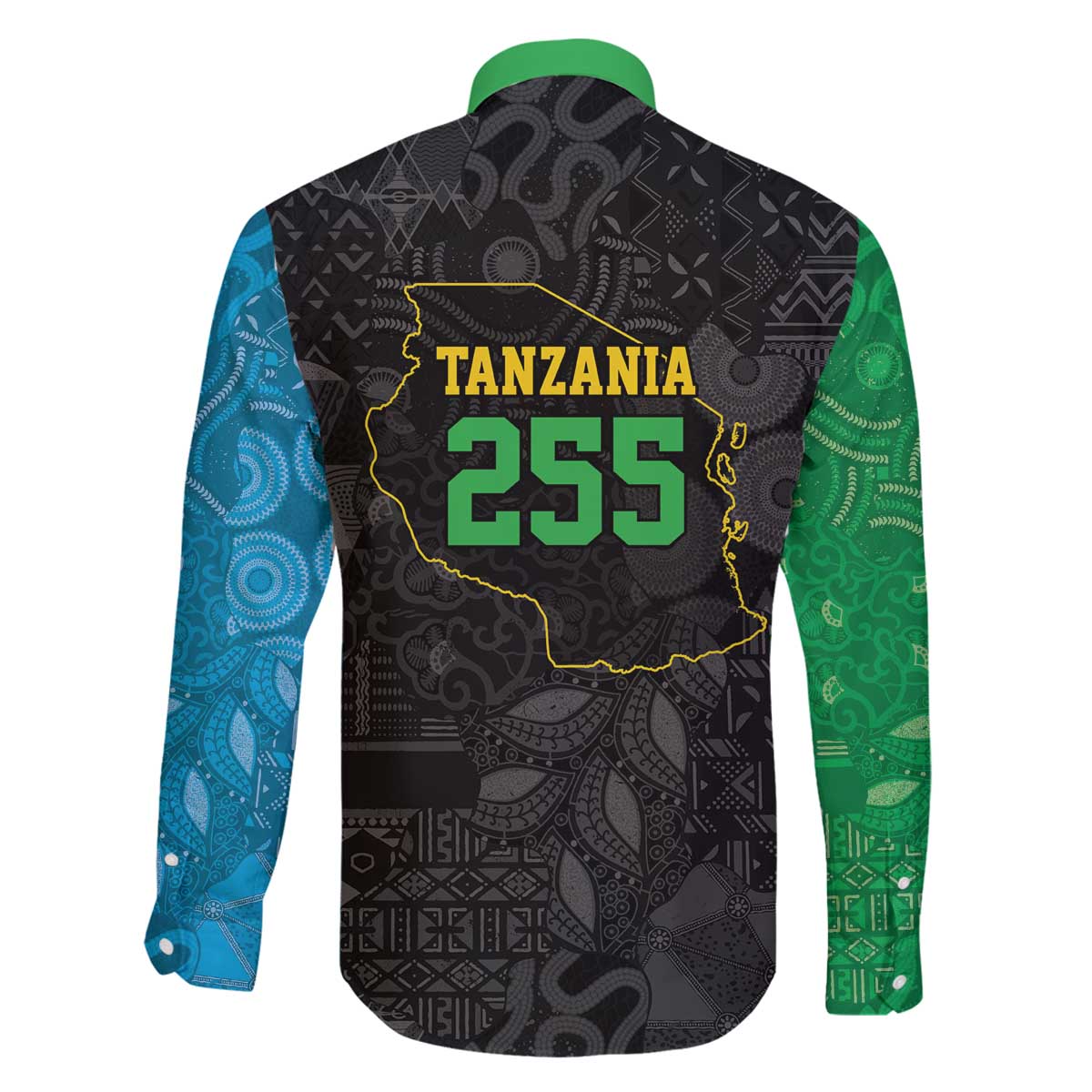 Tanzania 255 Family Matching Off The Shoulder Long Sleeve Dress and Hawaiian Shirt African Mix Pattern Flag Motif - Wonder Print Shop