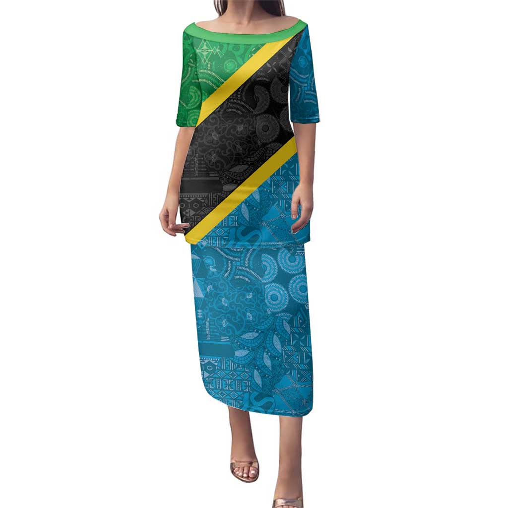 Tanzania 255 Family Matching Puletasi and Hawaiian Shirt African Mix Pattern Flag Motif - Wonder Print Shop