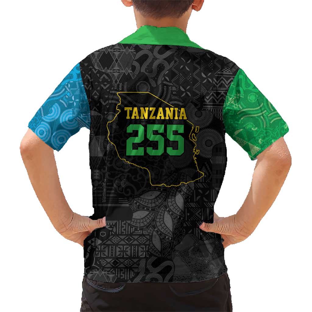 Tanzania 255 Family Matching Short Sleeve Bodycon Dress and Hawaiian Shirt African Mix Pattern Flag Motif - Wonder Print Shop