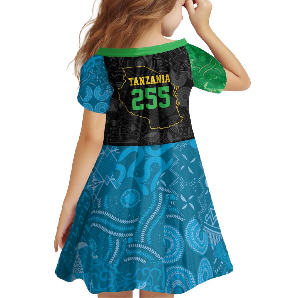 Tanzania 255 Family Matching Short Sleeve Bodycon Dress and Hawaiian Shirt African Mix Pattern Flag Motif - Wonder Print Shop