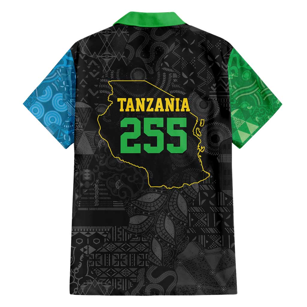 Tanzania 255 Family Matching Short Sleeve Bodycon Dress and Hawaiian Shirt African Mix Pattern Flag Motif - Wonder Print Shop