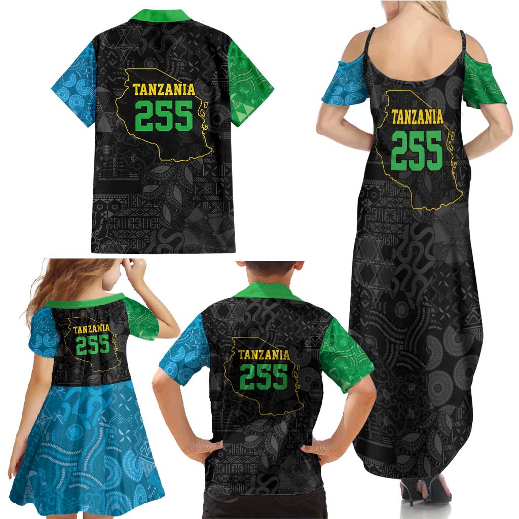 Tanzania 255 Family Matching Summer Maxi Dress and Hawaiian Shirt African Mix Pattern Flag Motif - Wonder Print Shop