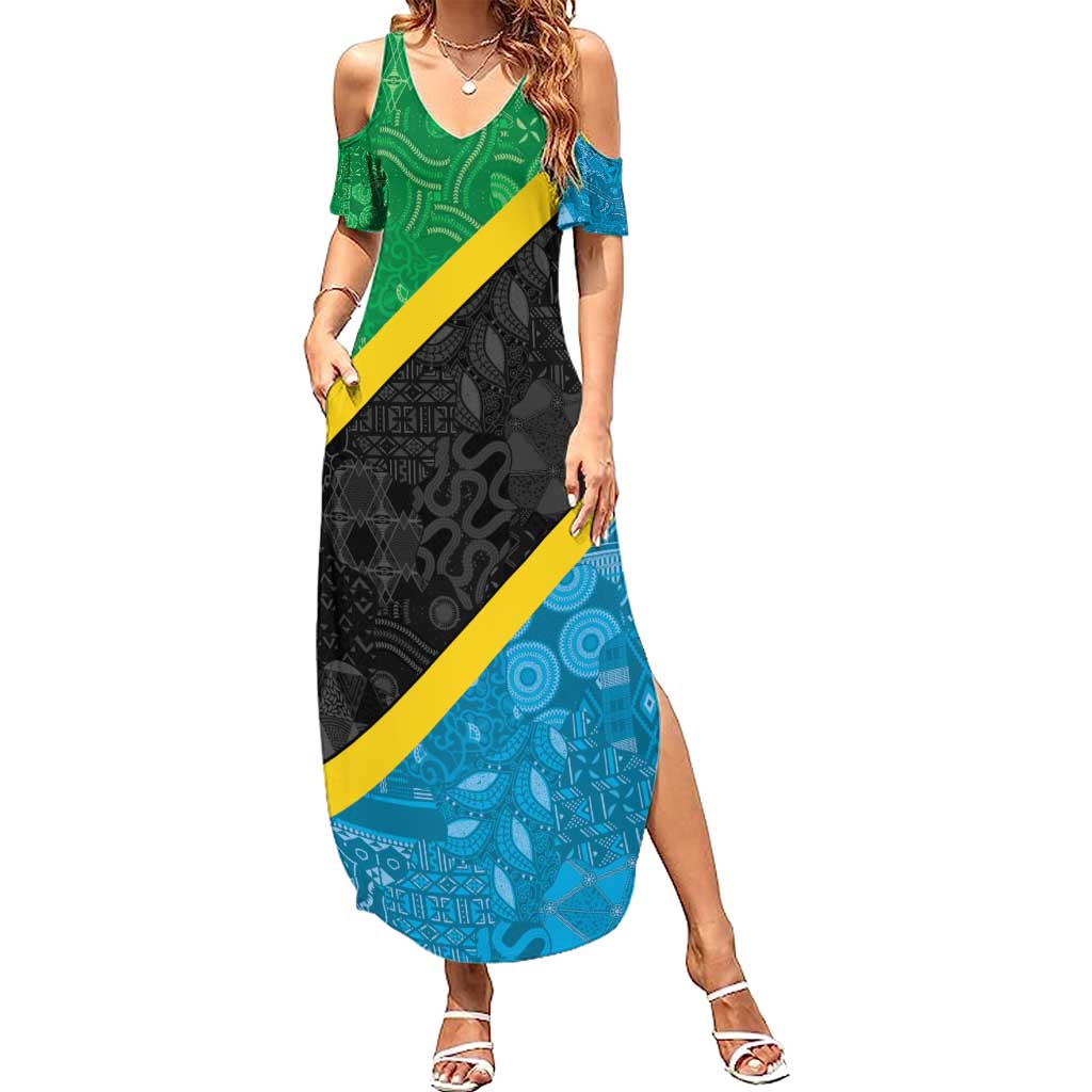 Tanzania 255 Family Matching Summer Maxi Dress and Hawaiian Shirt African Mix Pattern Flag Motif - Wonder Print Shop