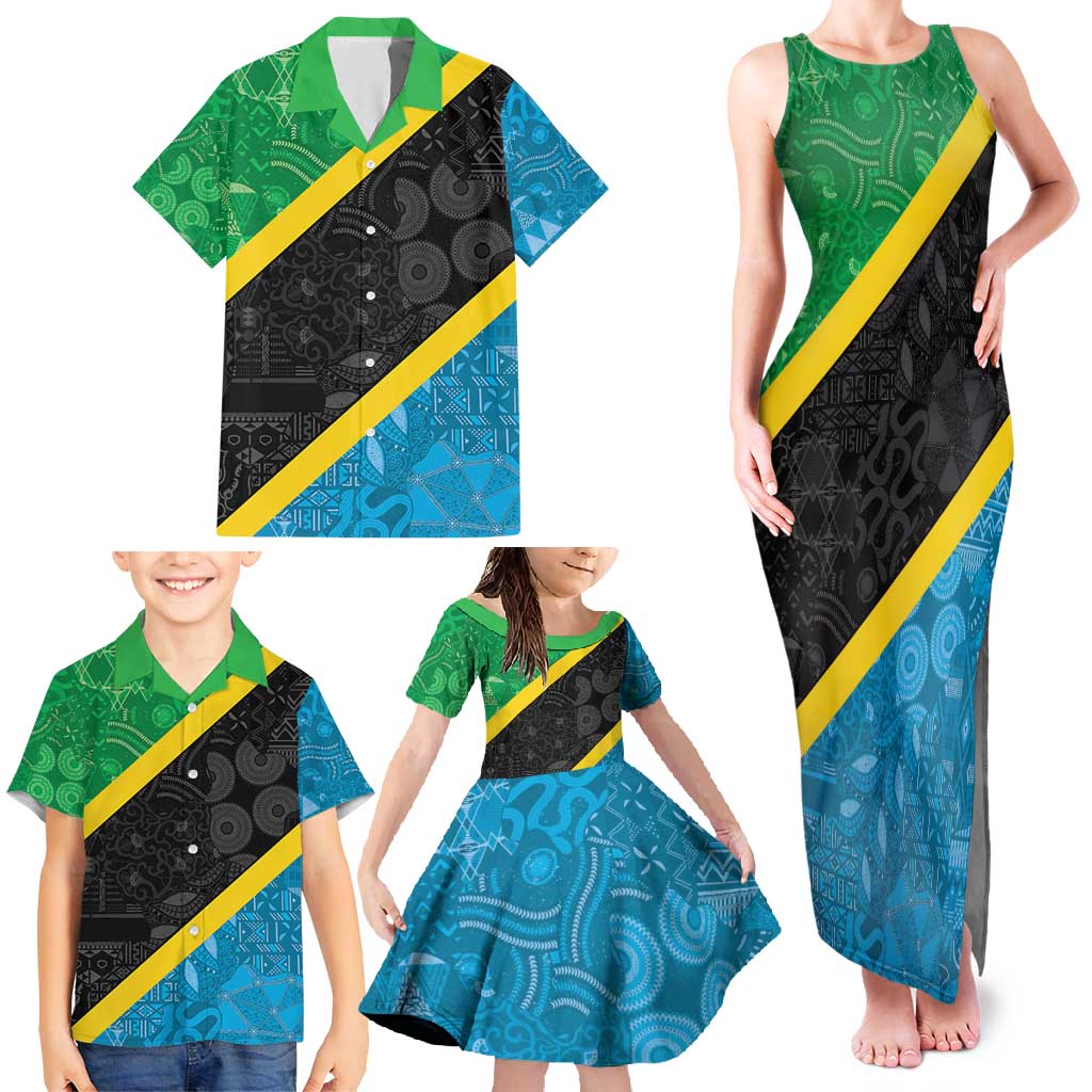 Tanzania 255 Family Matching Tank Maxi Dress and Hawaiian Shirt African Mix Pattern Flag Motif - Wonder Print Shop