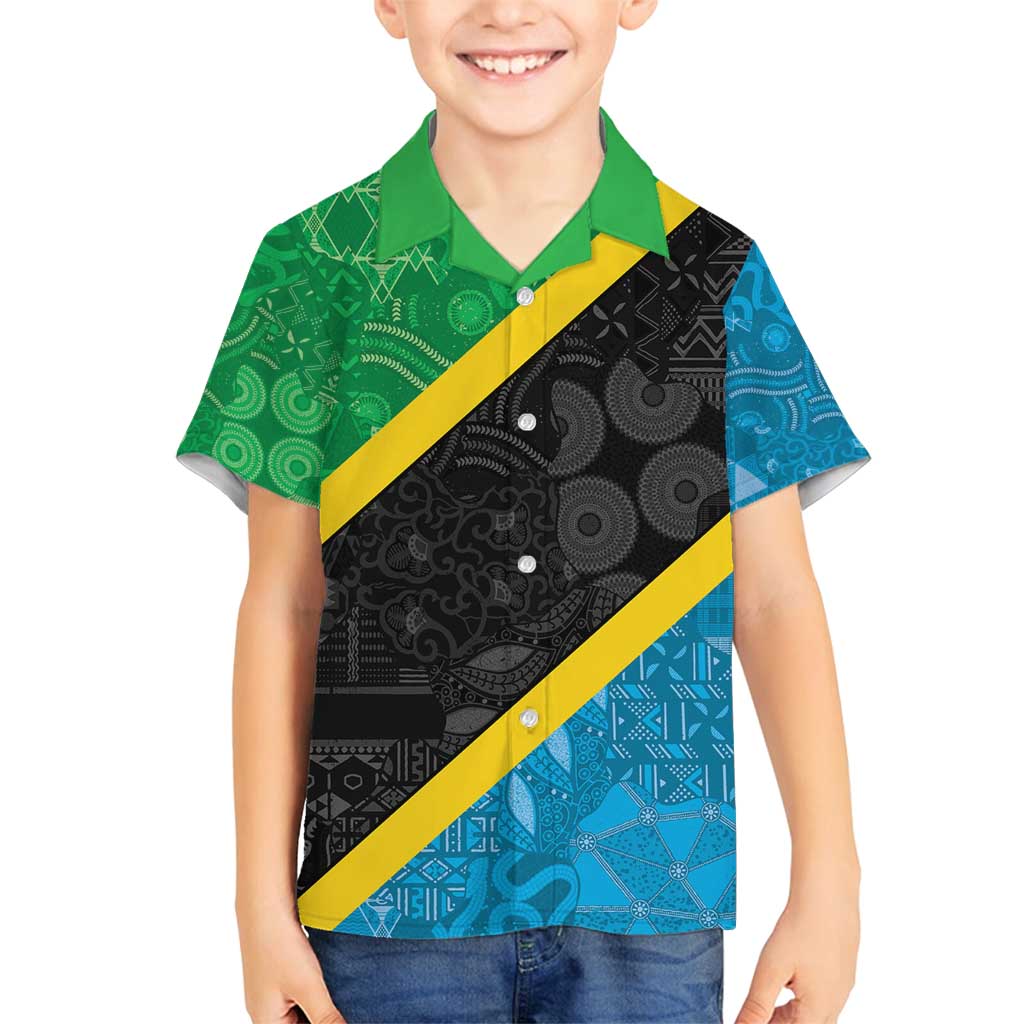 Tanzania 255 Family Matching Tank Maxi Dress and Hawaiian Shirt African Mix Pattern Flag Motif - Wonder Print Shop