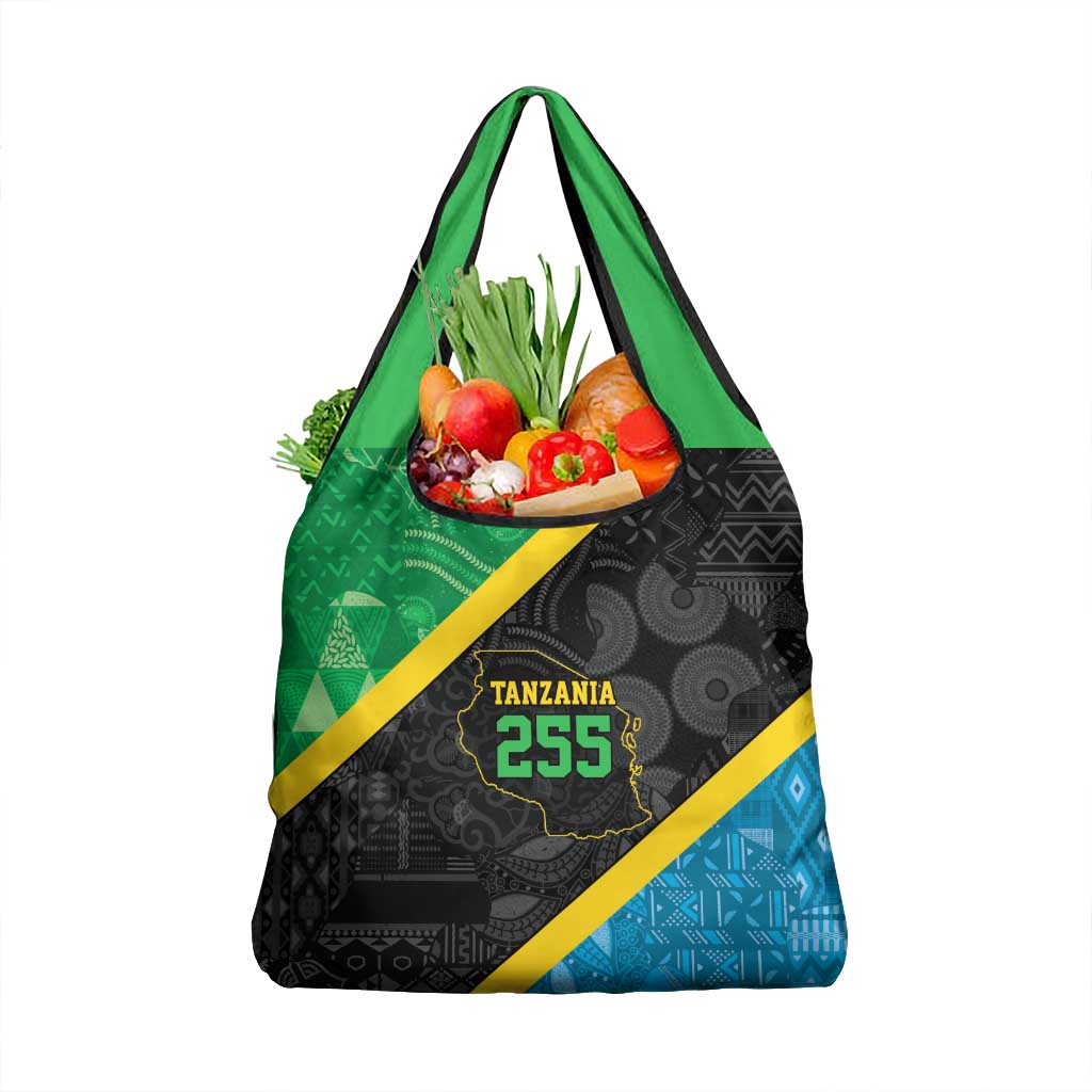 Tanzania 255 Grocery Bag African Mix Pattern Flag Motif - Wonder Print Shop