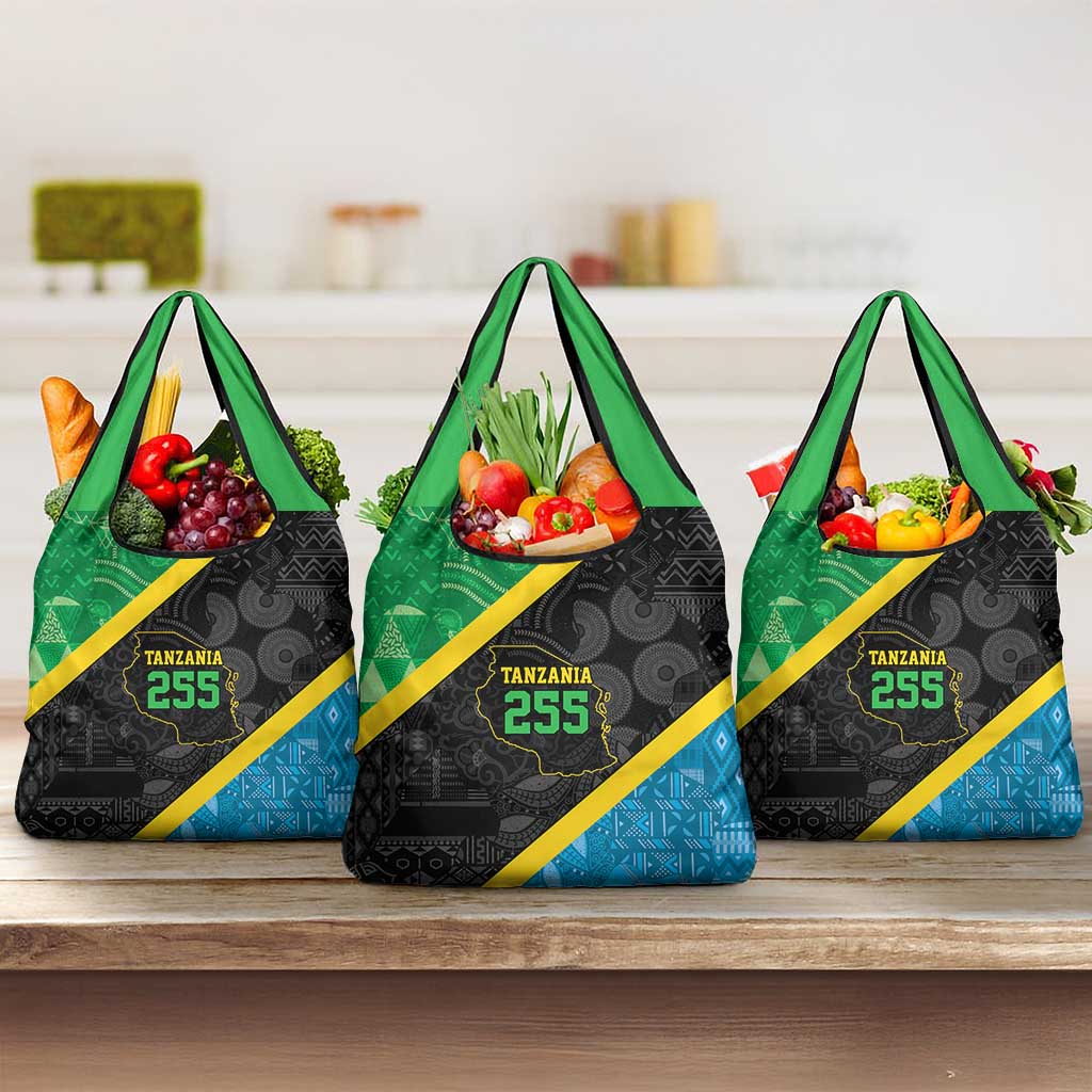 Tanzania 255 Grocery Bag African Mix Pattern Flag Motif - Wonder Print Shop
