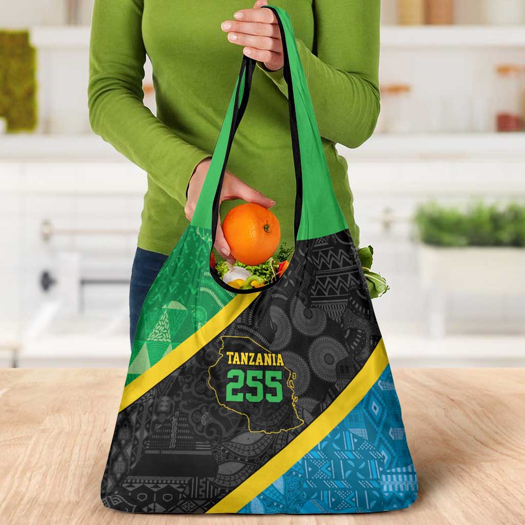 Tanzania 255 Grocery Bag African Mix Pattern Flag Motif - Wonder Print Shop