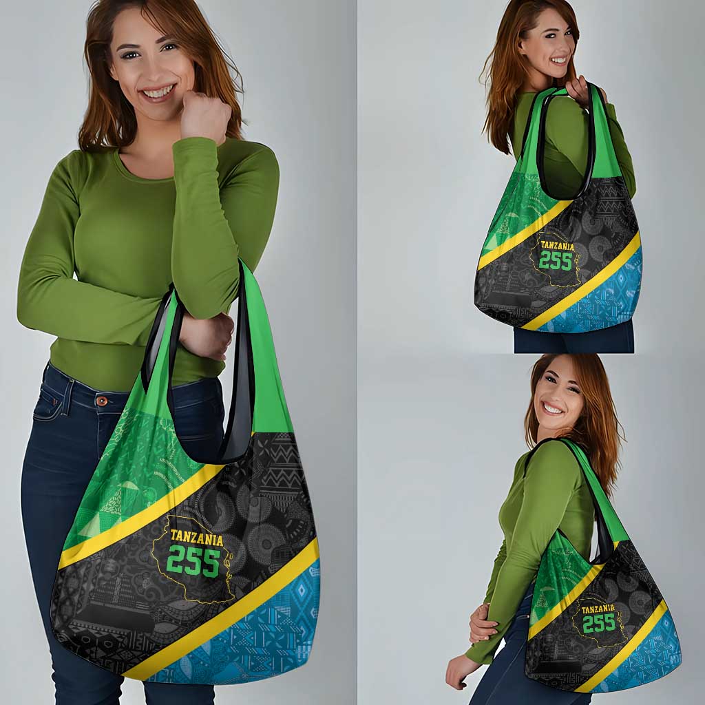 Tanzania 255 Grocery Bag African Mix Pattern Flag Motif - Wonder Print Shop