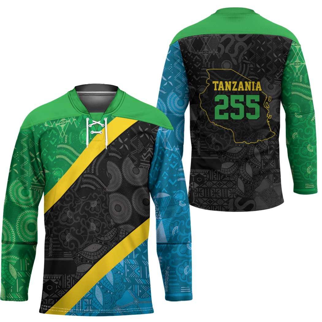 Tanzania 255 Hockey Jersey African Mix Pattern Flag Motif - Wonder Print Shop