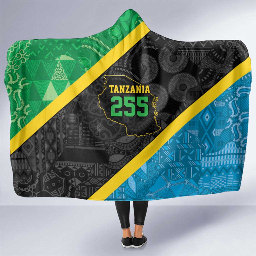 Tanzania 255 Hooded Blanket African Mix Pattern Flag Motif - Wonder Print Shop