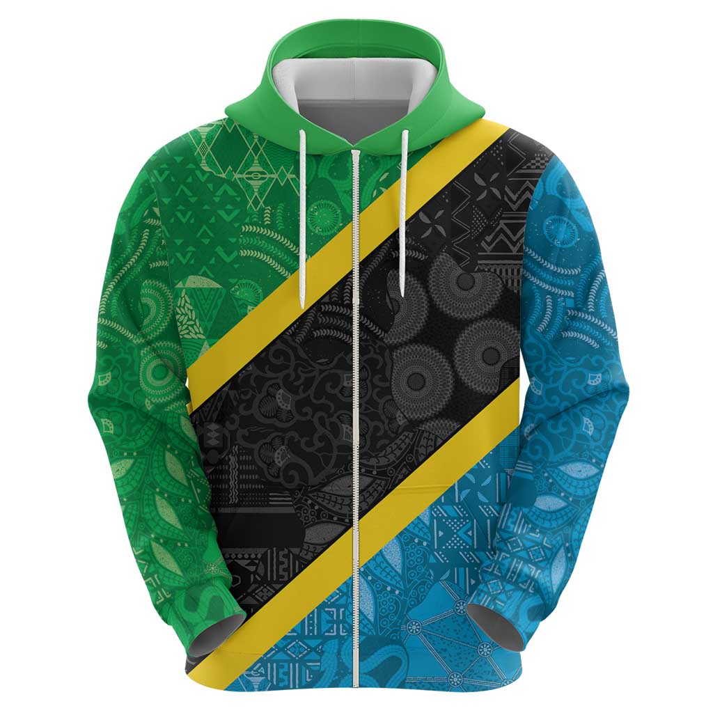 Tanzania 255 Hoodie African Mix Pattern Flag Motif - Wonder Print Shop