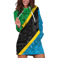 Tanzania 255 Hoodie Dress African Mix Pattern Flag Motif - Wonder Print Shop