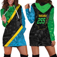 Tanzania 255 Hoodie Dress African Mix Pattern Flag Motif - Wonder Print Shop