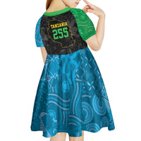 Tanzania 255 Kid Short Sleeve Dress African Mix Pattern Flag Motif - Wonder Print Shop