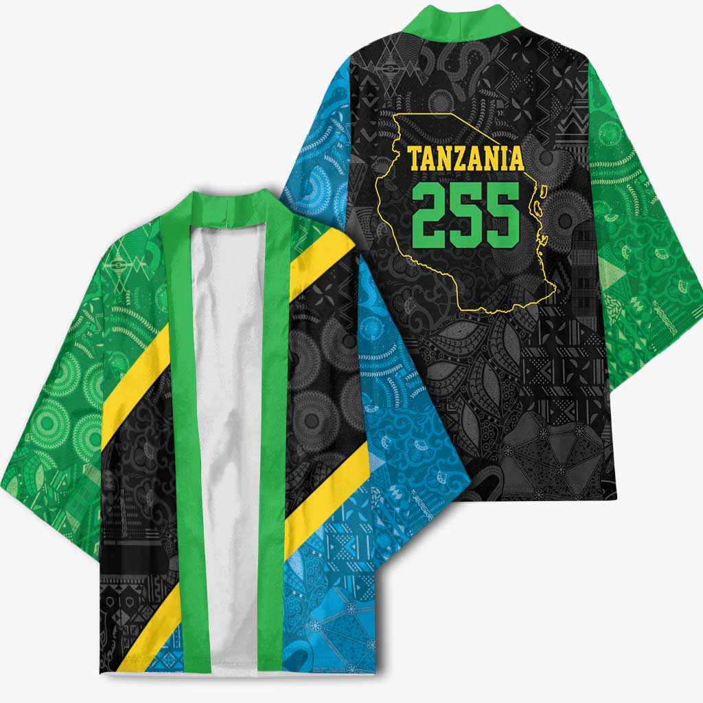 Tanzania 255 Kimono African Mix Pattern Flag Motif - Wonder Print Shop