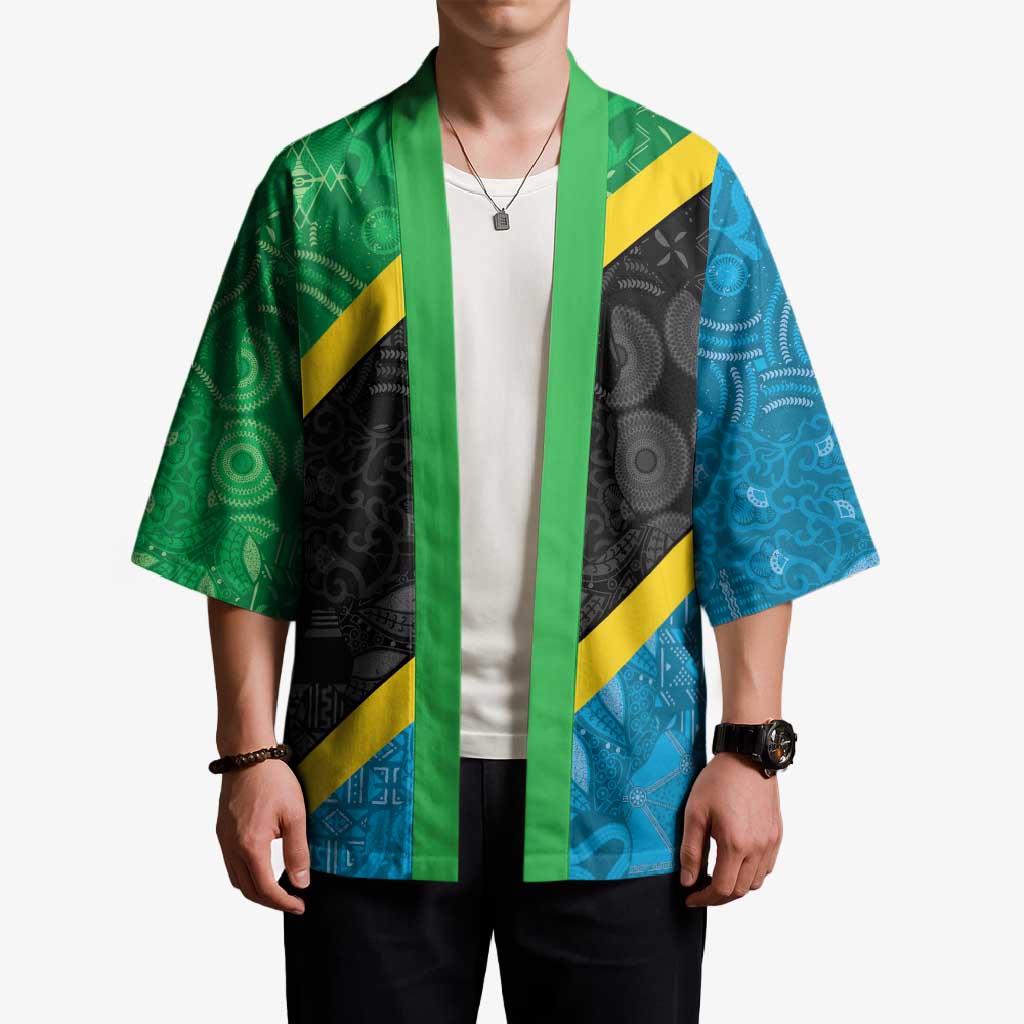 Tanzania 255 Kimono African Mix Pattern Flag Motif - Wonder Print Shop