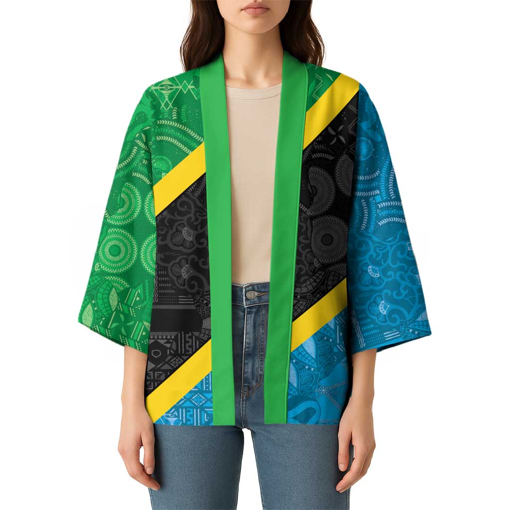 Tanzania 255 Kimono African Mix Pattern Flag Motif - Wonder Print Shop