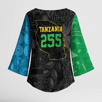 Tanzania 255 Kimono Sleeve Blouse African Mix Pattern Flag Motif - Wonder Print Shop