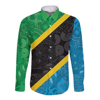 Tanzania 255 Long Sleeve Button Shirt African Mix Pattern Flag Motif - Wonder Print Shop