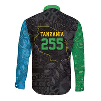 Tanzania 255 Long Sleeve Button Shirt African Mix Pattern Flag Motif - Wonder Print Shop