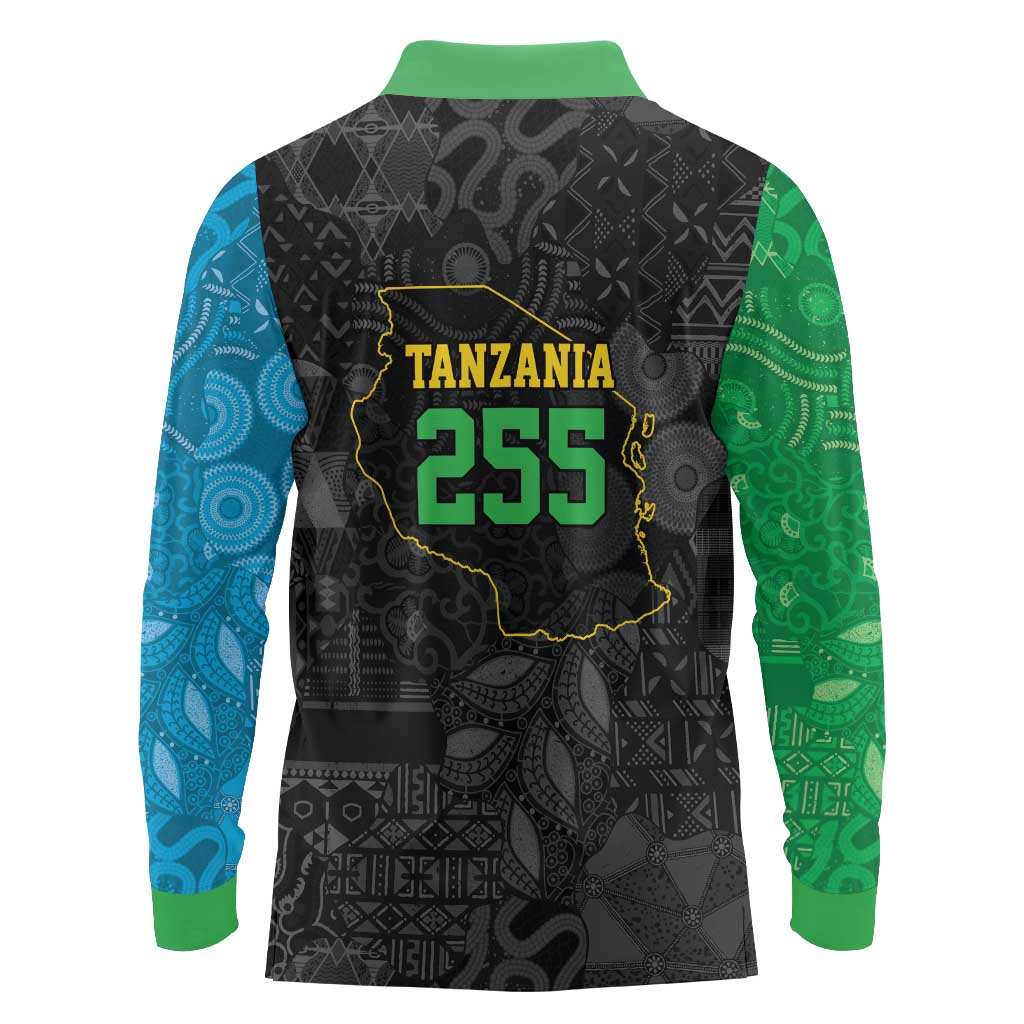 Tanzania 255 Long Sleeve Polo Shirt African Mix Pattern Flag Motif - Wonder Print Shop