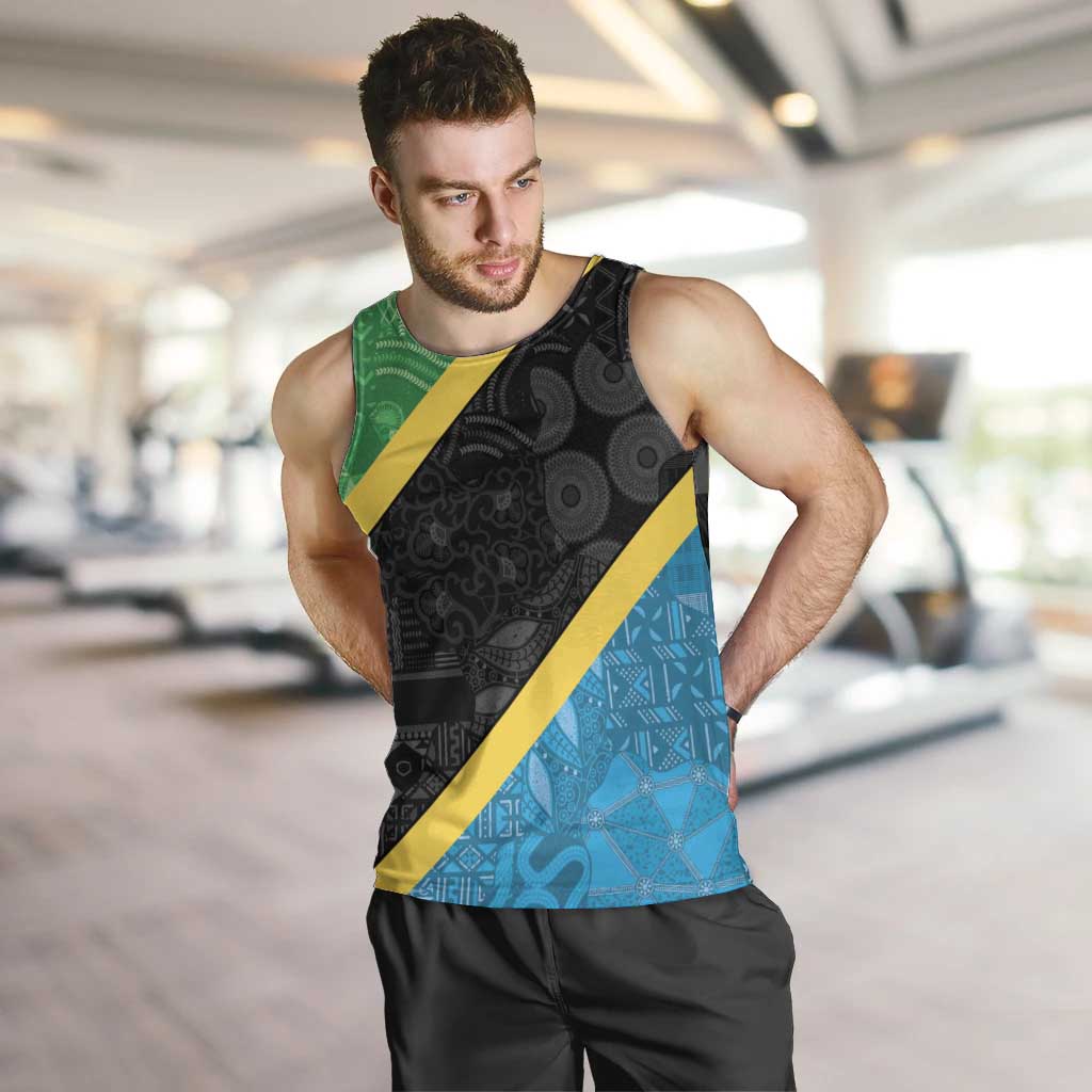 Tanzania 255 Men Tank Top African Mix Pattern Flag Motif - Wonder Print Shop