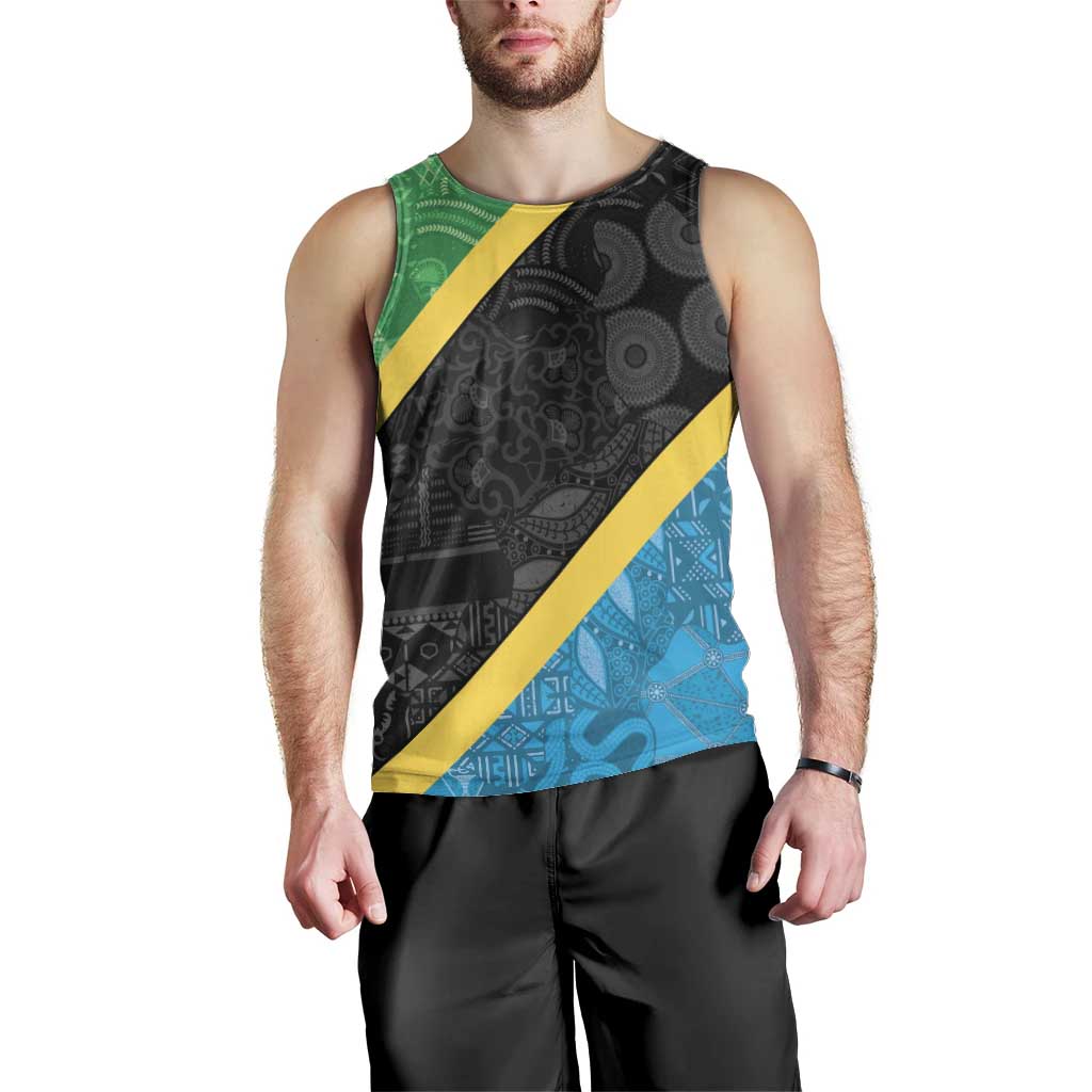 Tanzania 255 Men Tank Top African Mix Pattern Flag Motif - Wonder Print Shop